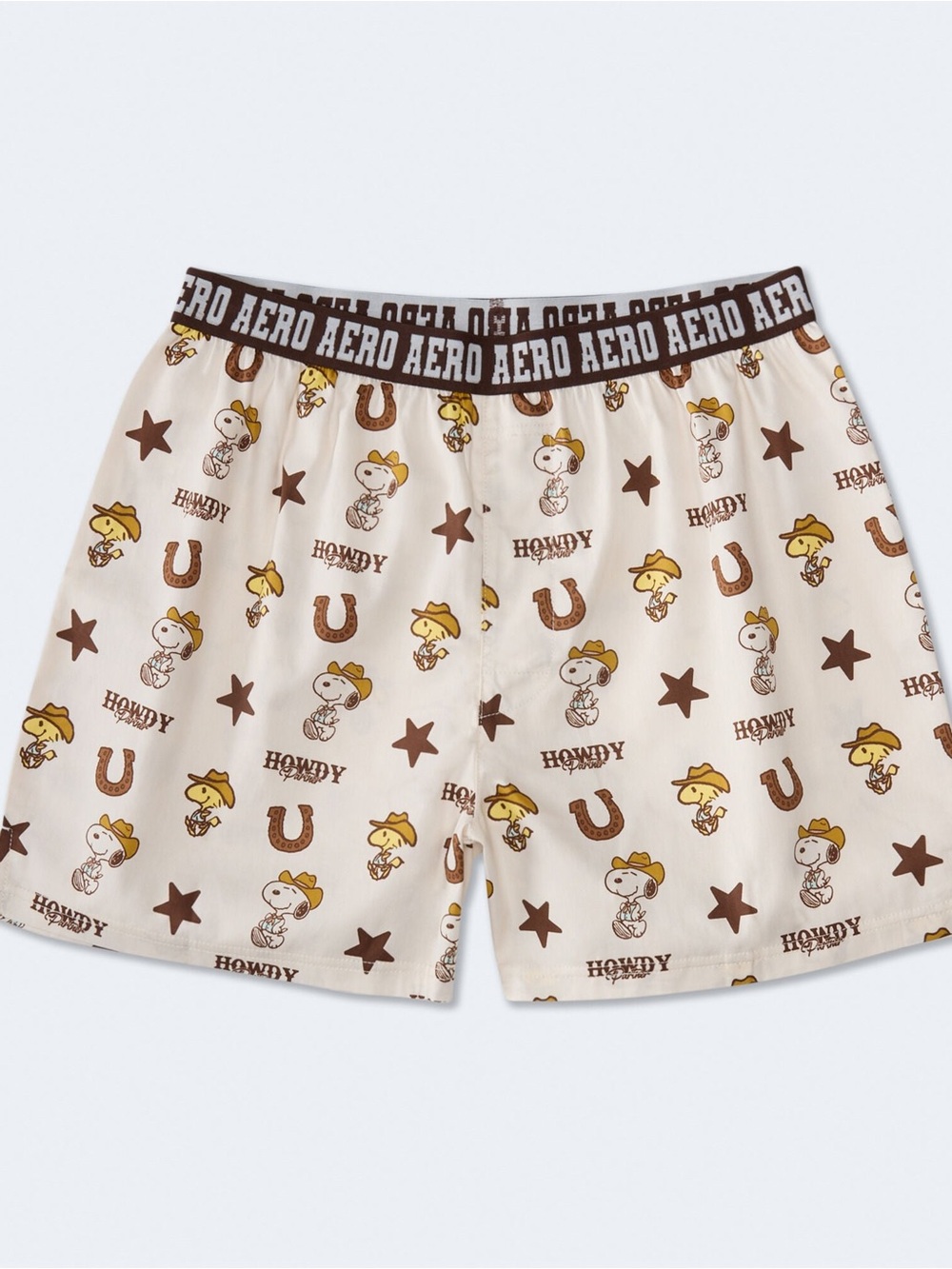 Aeropostale Cream Boxer Shorts with Brown & Yellow Snoopy Print
